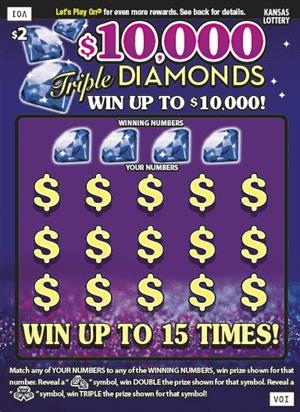 $10,000 TRIPLE DIAMONDS Ticket Art
