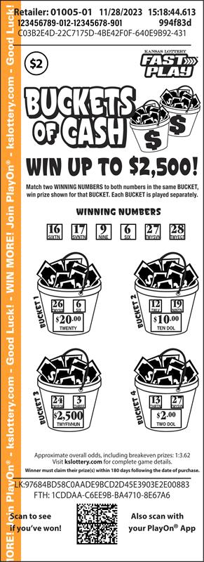 BUCKETS OF CASH Ticket Art